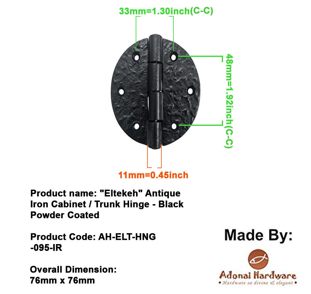 "Eltekeh" Antique Iron Round Cabinet/ Trunk Hinge
