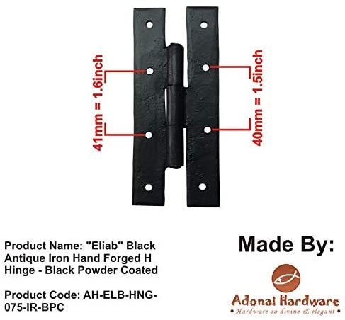 128mm "Eliab" Black Antique Iron Hand Forged H Hinge