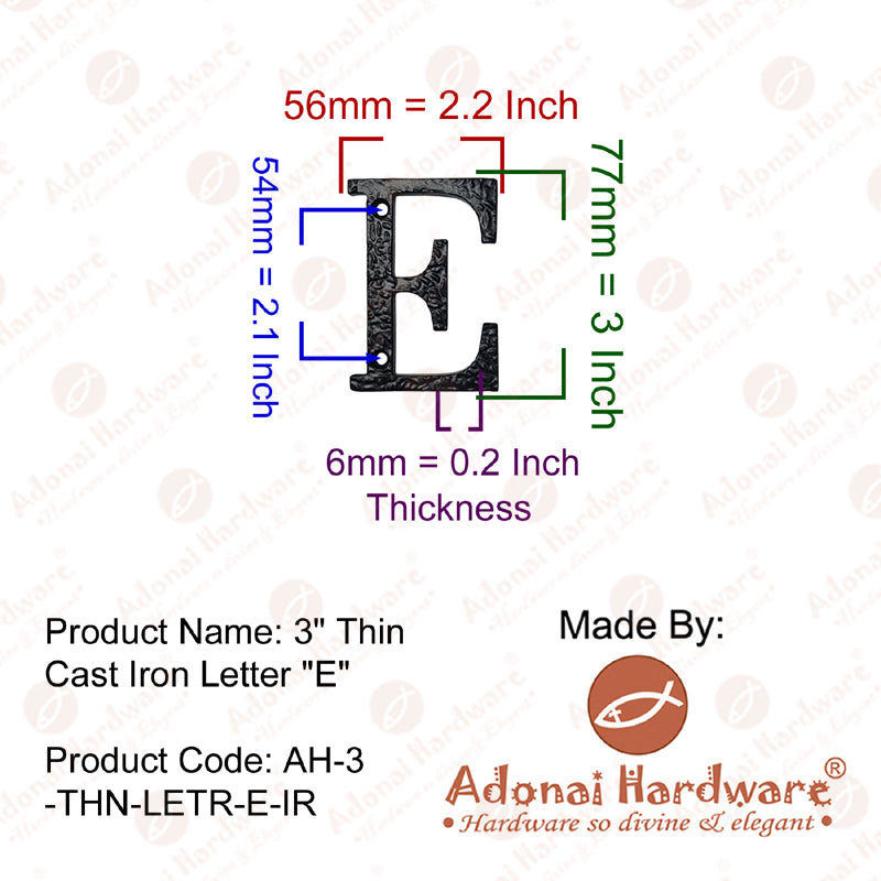 3 Inch Thin Cast Iron Letters (A-Z)
