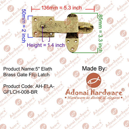 5 Inch Elath Brass Gate Flip Latch