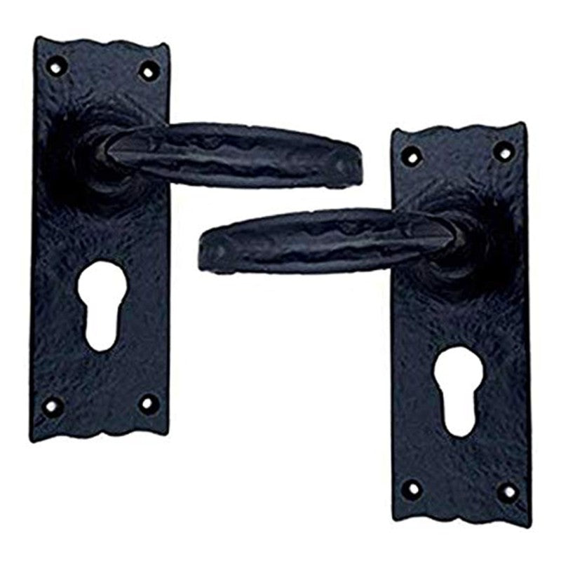 Buy "Elead" Black Iron Door Handle with Plate-Premium Harware Products Online - Adonai Hardware