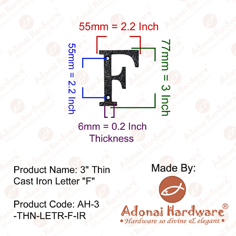 3 Inch Thin Cast Iron Letters (A-Z)