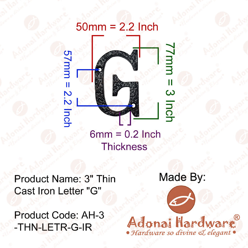 3 Inch Thin Cast Iron Letters (A-Z)