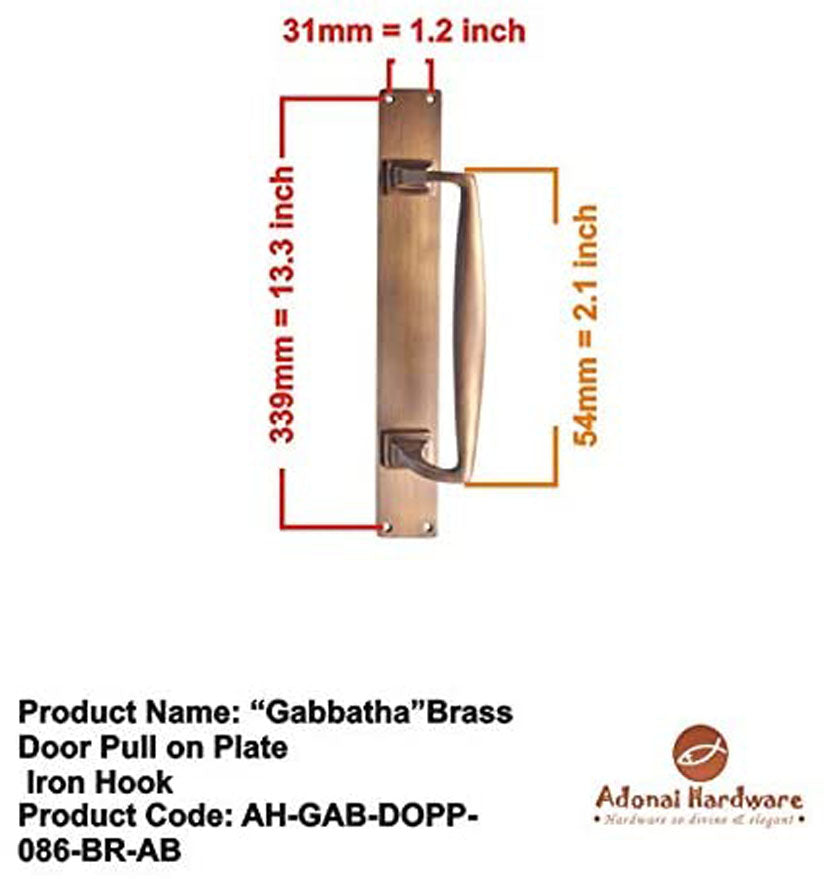 "Gabbatha" Brass Door Pull on Plate