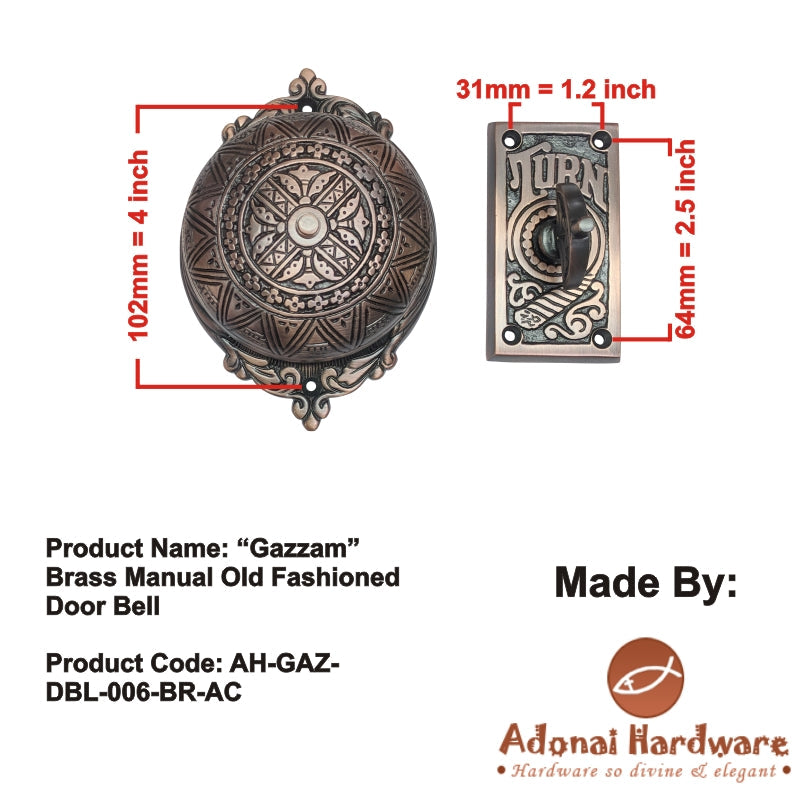 "Gazzam" Brass Manual Old Fashioned Door Bell