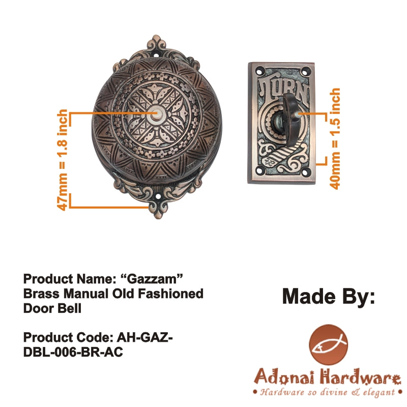 "Gazzam" Brass Manual Old Fashioned Door Bell