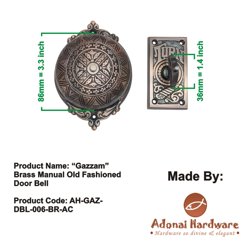 "Gazzam" Brass Manual Old Fashioned Door Bell