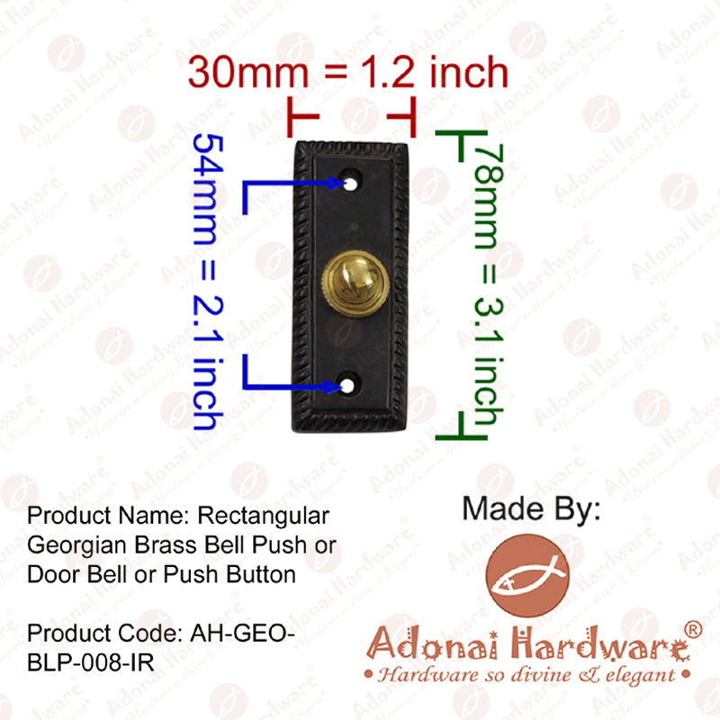 Rectangular Georgian Brass Bell Push