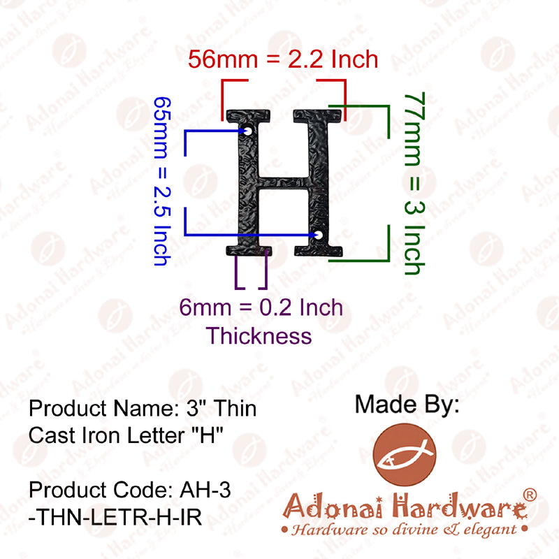 3 Inch Thin Cast Iron Letters (A-Z)