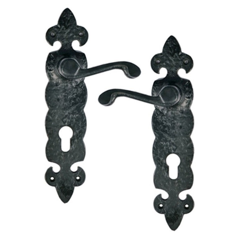 Buy "Hadid" Black Iron Door Handle with Plate-Premium Harware Products Online - Adonai Hardware