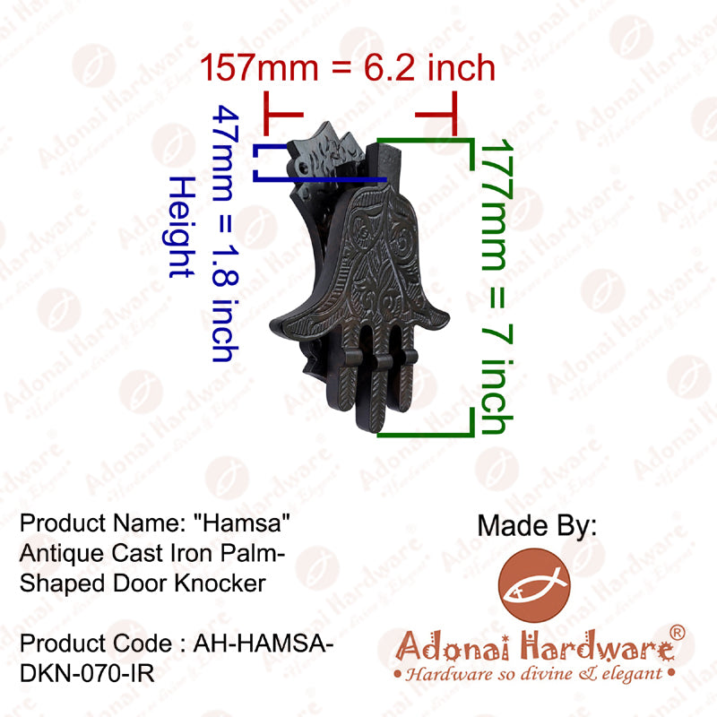 "Hamsa" Antique Cast Iron Palm-Shaped Door Knocker