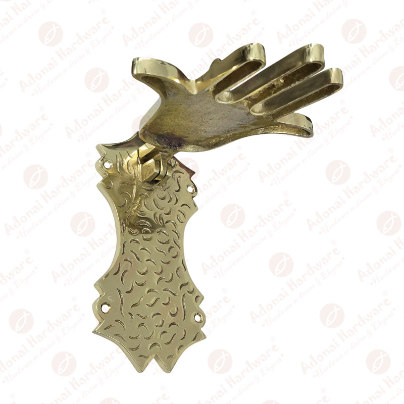 "Hamsa" Brass Palm-Shaped Door Knocker - Polish Lacquered