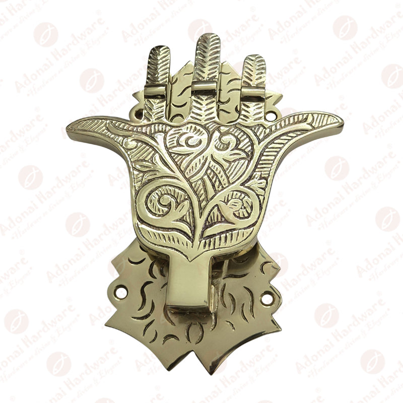 "Hamsa" Brass Palm-Shaped Door Knocker - Polish Lacquered