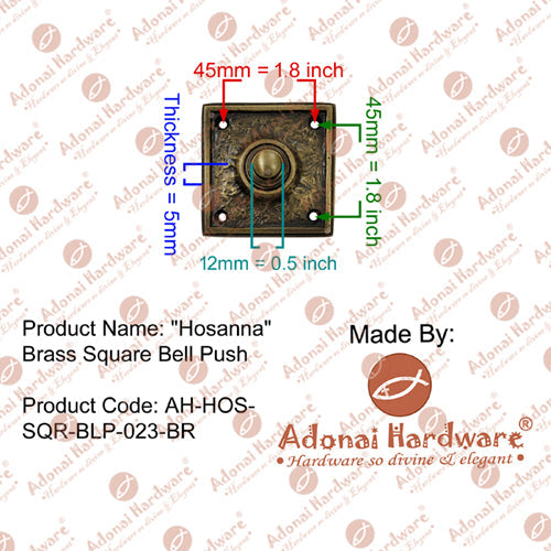 "Hosanna" Brass Square Bell Push