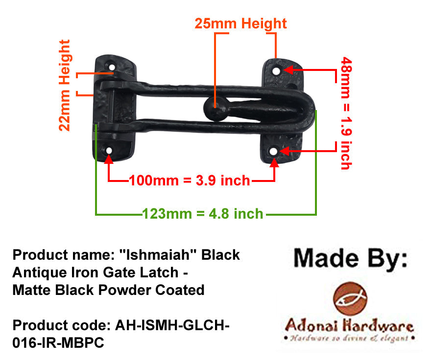 "Ishmaiah" Black Antique Iron Gate Latch