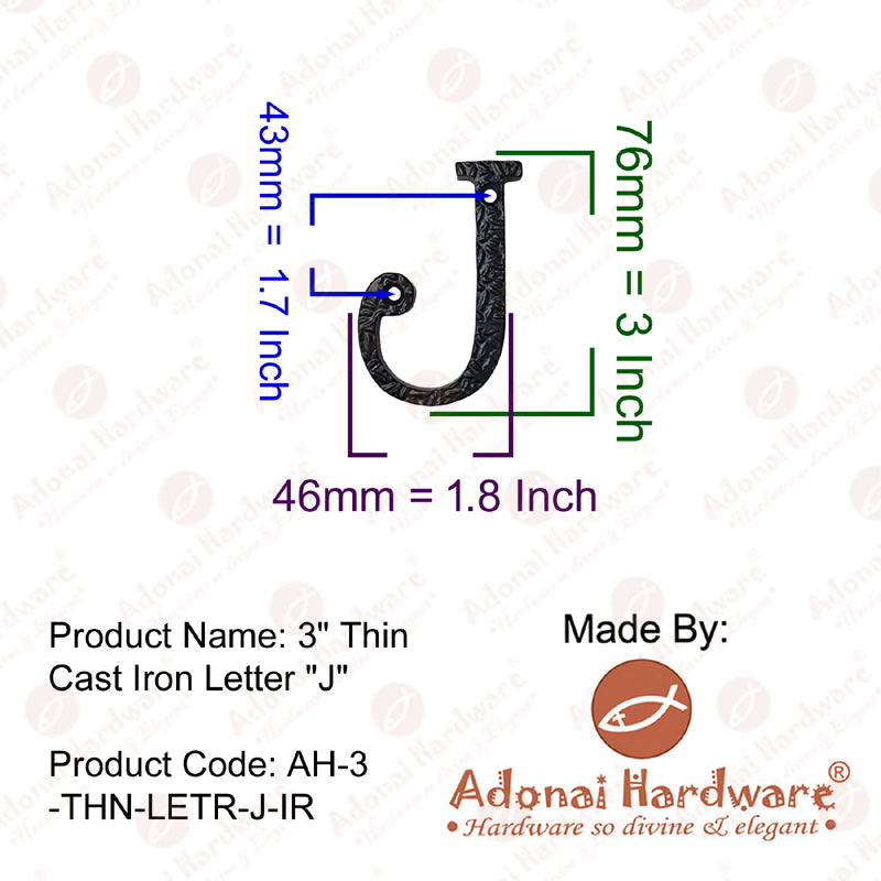 3 Inch Thin Cast Iron Letters (A-Z)