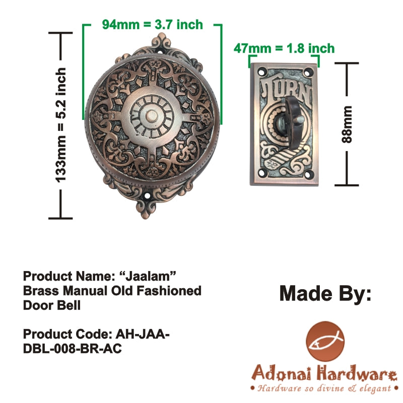 "Jaalam" Brass Manual Old Fashioned Door Bell