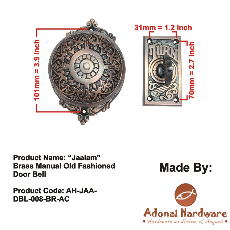 "Jaalam" Brass Manual Old Fashioned Door Bell