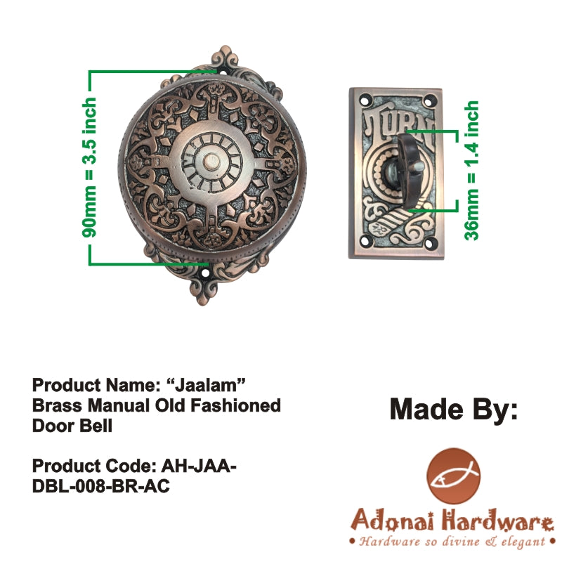 "Jaalam" Brass Manual Old Fashioned Door Bell