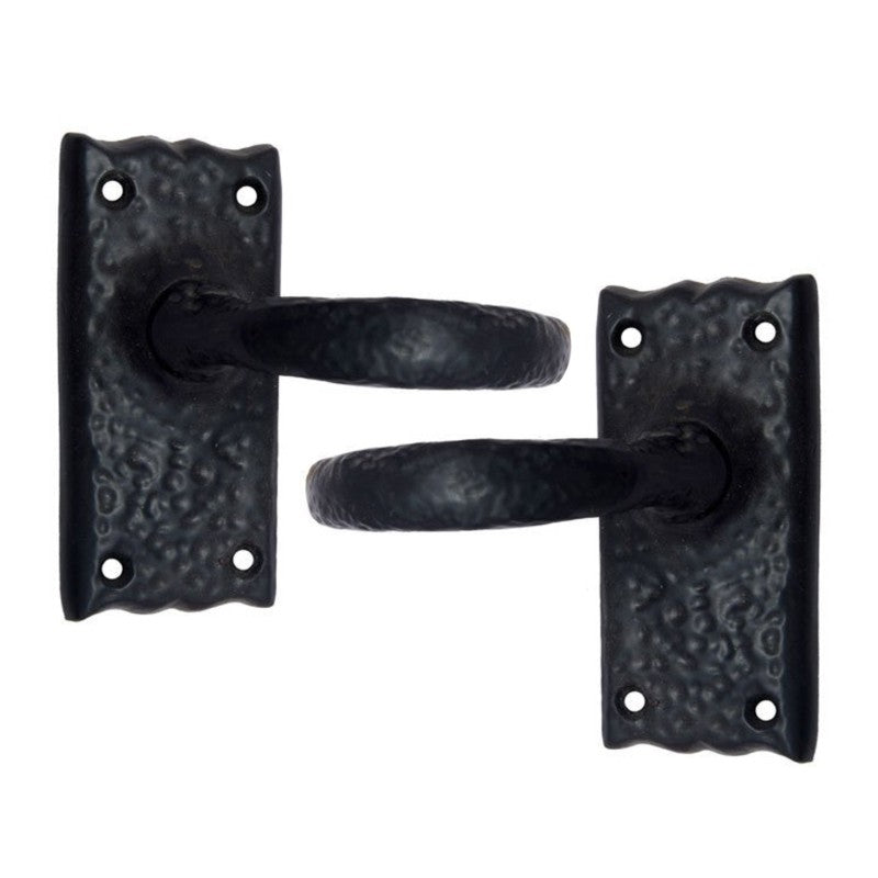 Buy "Jehoiachin" Black Iron Door Handle with Plate-Premium Harware Products Online - Adonai Hardware
