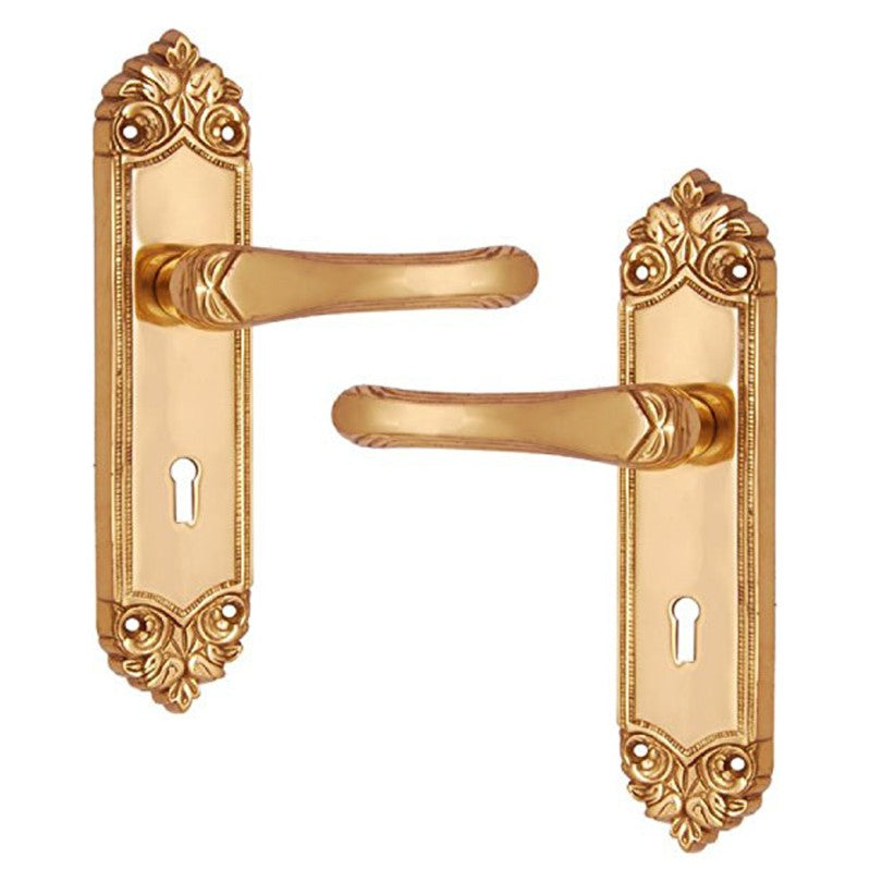 Buy "Jehoiakim" Brass Door Handle with Plate-Premium Harware Products Online - Adonai Hardware