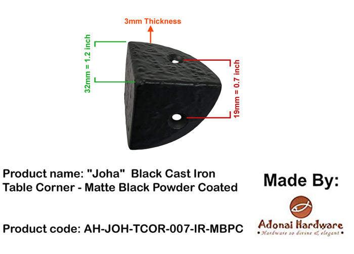 "Joha" Black Antique Iron Table Corner