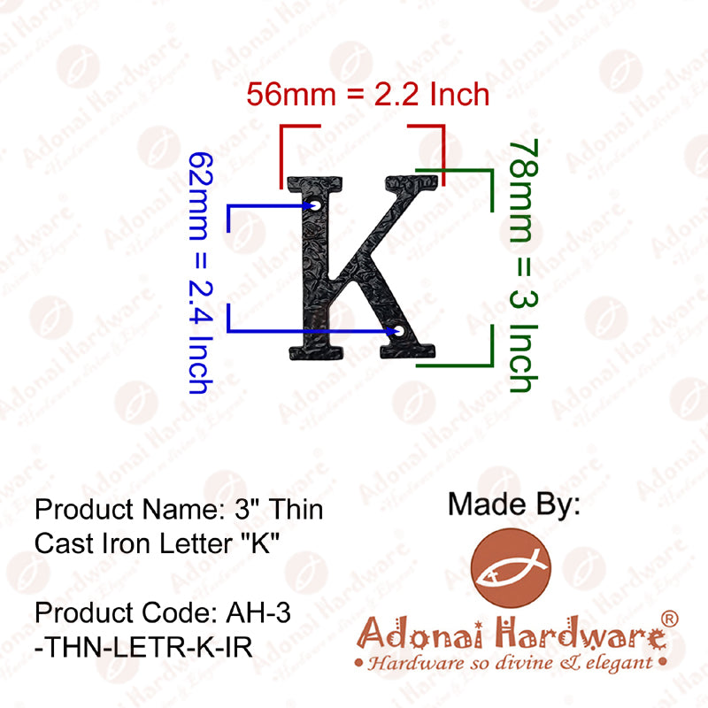 3 Inch Thin Cast Iron Letters (A-Z)