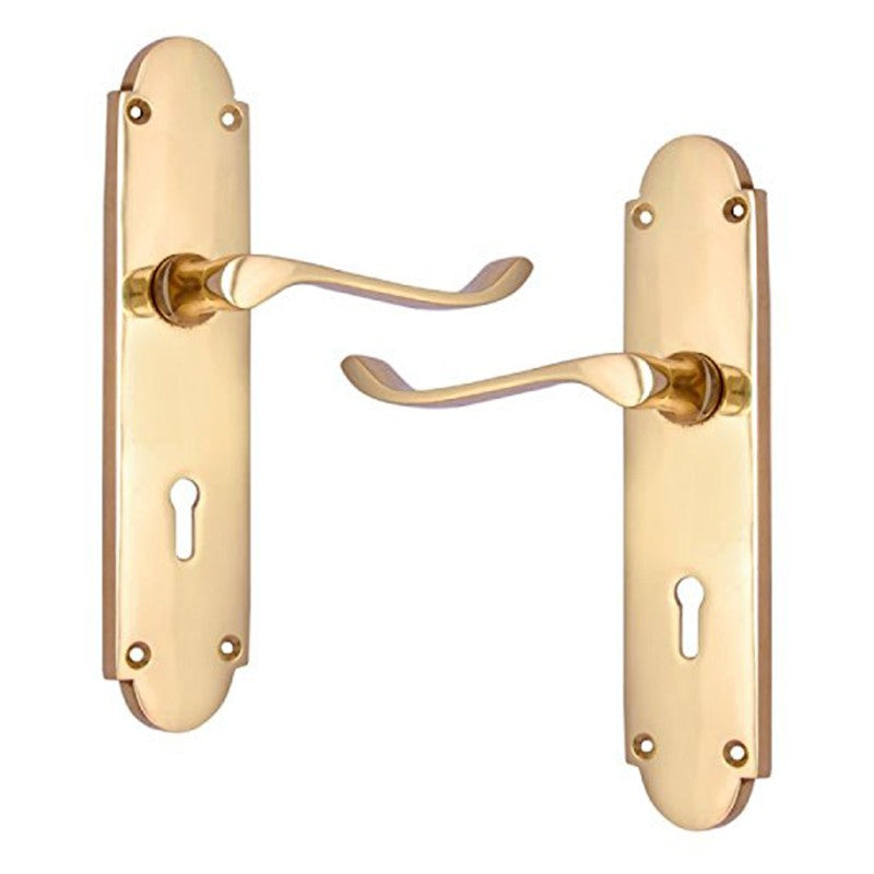 Buy "Kenan" Brass Door Handle with Plate-Premium Harware Products Online - Adonai Hardware