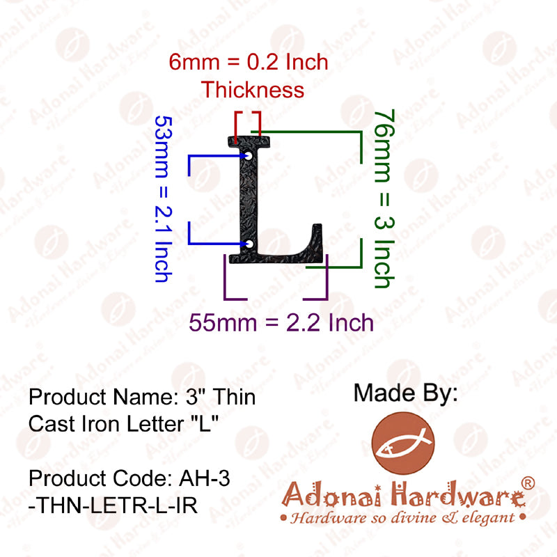 3 Inch Thin Cast Iron Letters (A-Z)