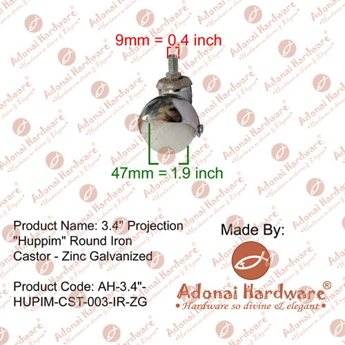 3.4" Projection "Huppim" Round Iron Ball Castor