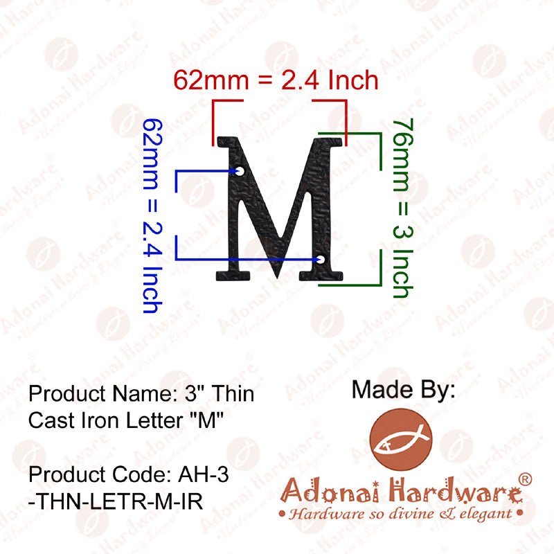 3 Inch Thin Cast Iron Letters (A-Z)