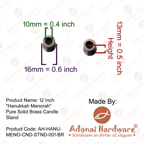 12 Inch Hanukkah Menorah Pure Solid Brass Candle Stand