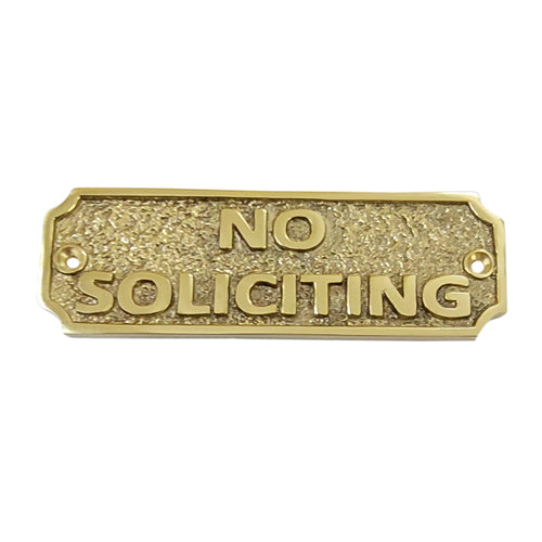 Buy Textured Small "NO SOLICITING" Brass Door Sign-Premium Harware Products Online - Adonai Hardware