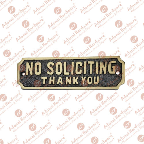 Small "NO SOLICITING" Brass Door Sign