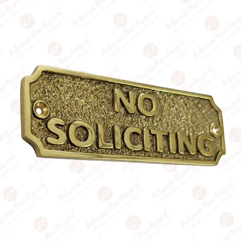 Textured Small "NO SOLICITING" Brass Door Sign