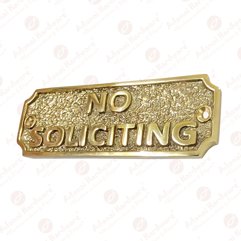 Textured Small "NO SOLICITING" Brass Door Sign