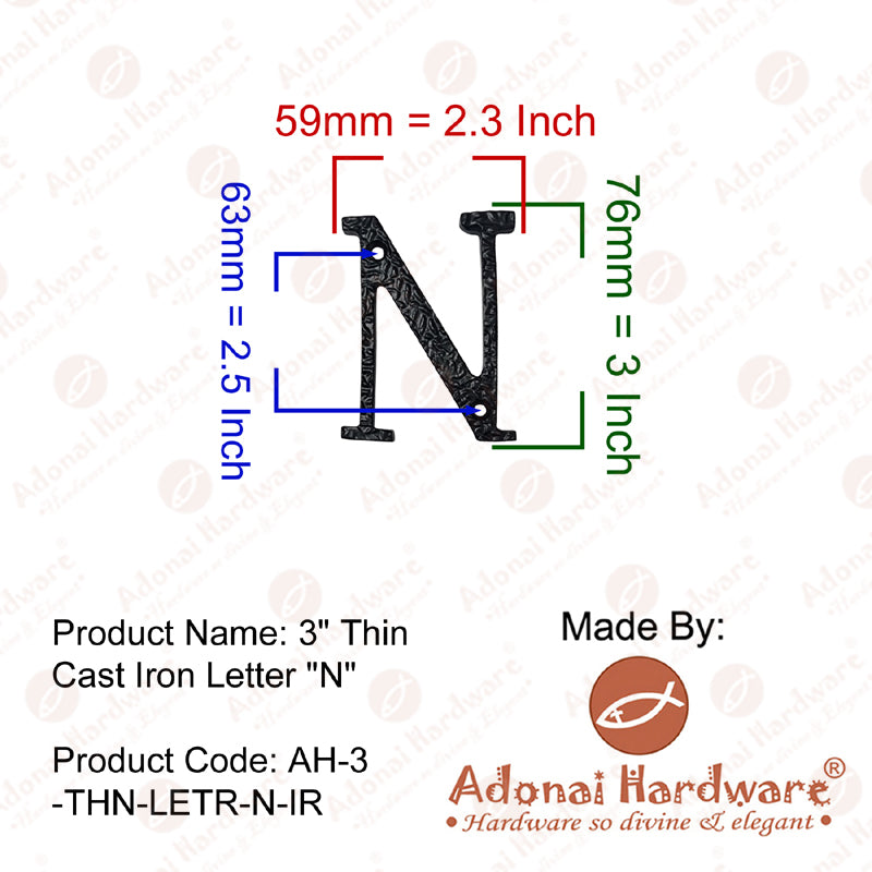 3 Inch Thin Cast Iron Letters (A-Z)