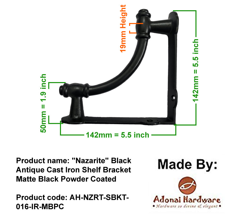 "Nazarite" Antique Cast Iron Shelf Bracket