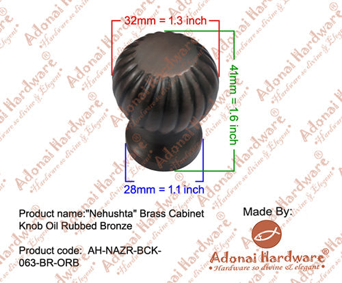 "Nehushta" Solid Brass Cabinet Knob