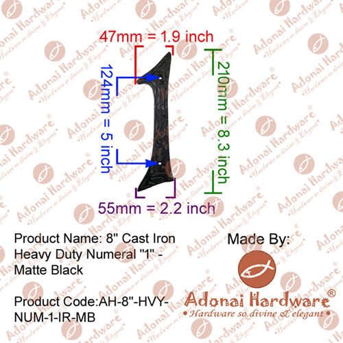 8" Iron Numerals (0-9) Heavy Duty