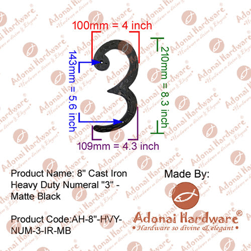 8" Iron Numerals (0-9) Heavy Duty