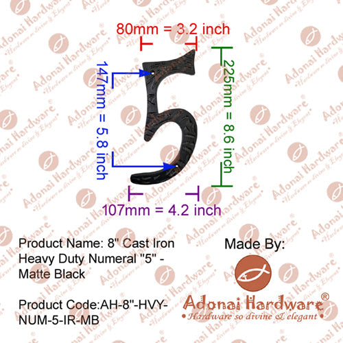 8" Iron Numerals (0-9) Heavy Duty