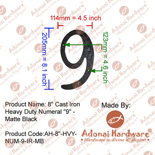 8" Iron Numerals (0-9) Heavy Duty