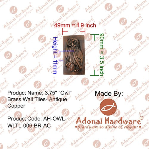 3.75" "Owl" Brass Wall Tiles
