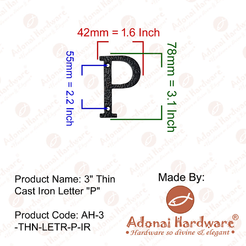 3 Inch Thin Cast Iron Letters (A-Z)