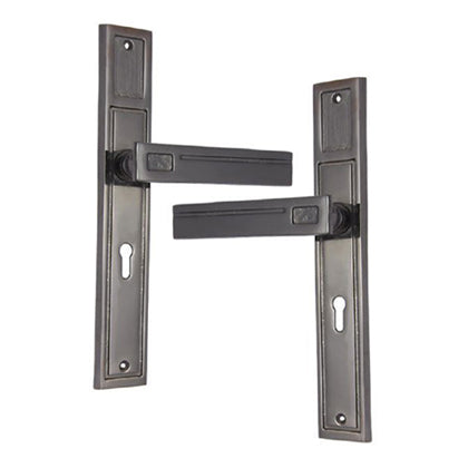 Buy "Peleg" Brass Door Handle with Plate-Premium Harware Products Online - Adonai Hardware