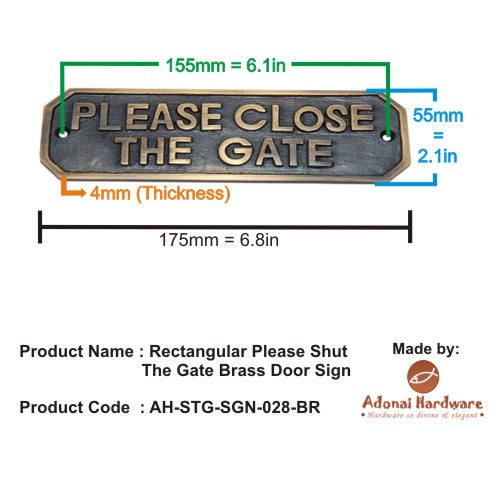 Please Close the Gate Brass Door Sign