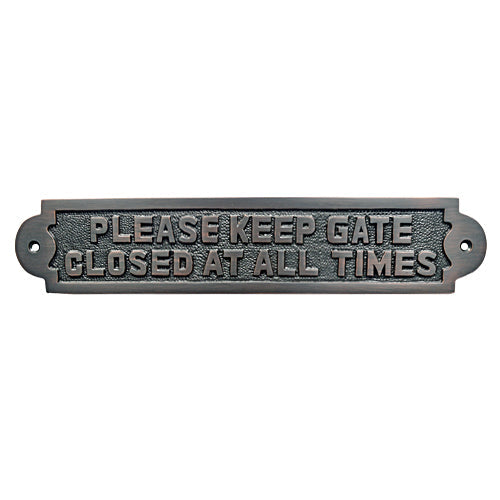 Buy Please Keep Gate Closed At All Times Brass Door Sign-Premium Harware Products Online - Adonai Hardware