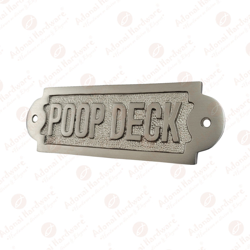 Poop Deck Brass Door Sign