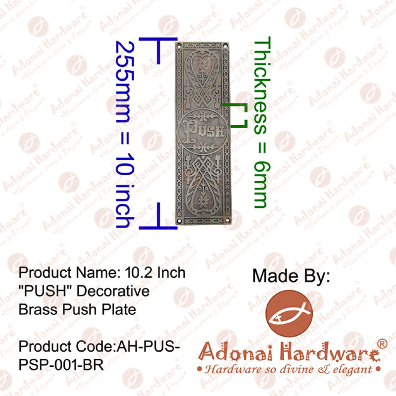 10.2 Inch Decorative Brass Push Plate